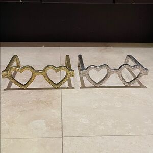 Heart-Shaped glasses Decor- - Gold and Silver